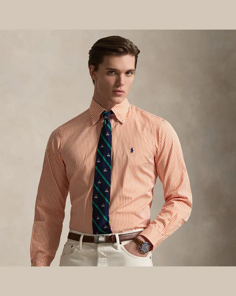 Ralph Lauren Custom-Fit Popelinehemd mit Streifen White