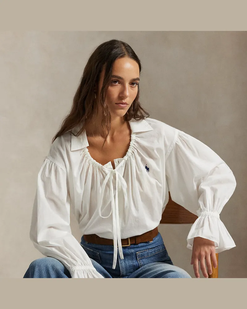 Ralph Lauren Schluppenbluse aus Baumwollpopeline White