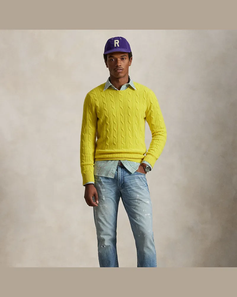 Ralph Lauren Kaschmirpullover mit Zopfmuster Yellow