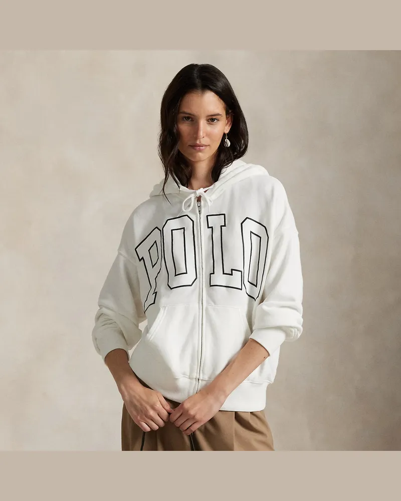Ralph Lauren Leichte Fleece-Kapuzenjacke mit Logo Cream
