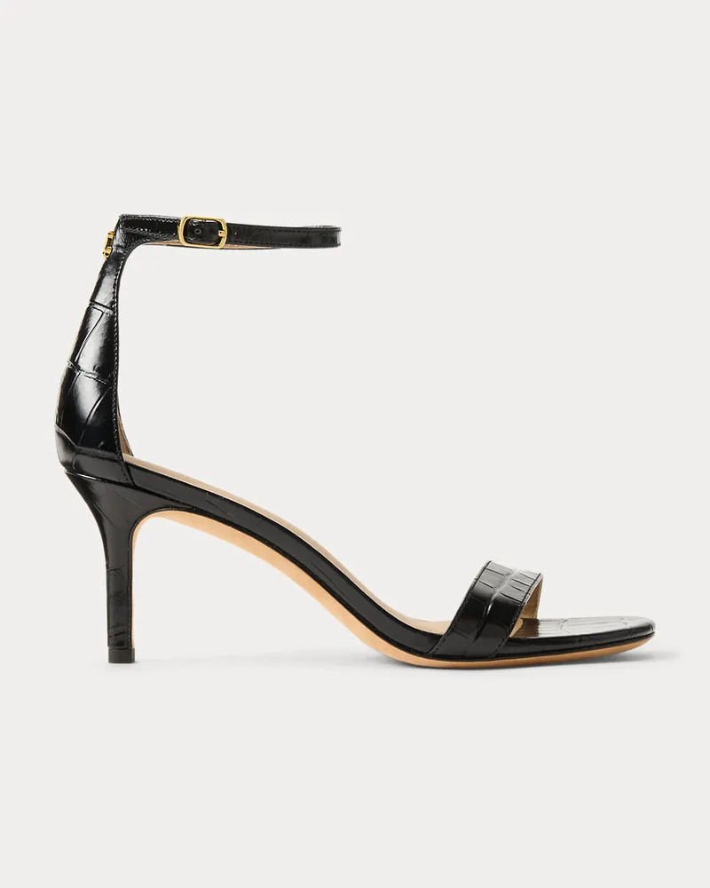 Ralph Lauren Sandale Allie mit Krokoprägung Black