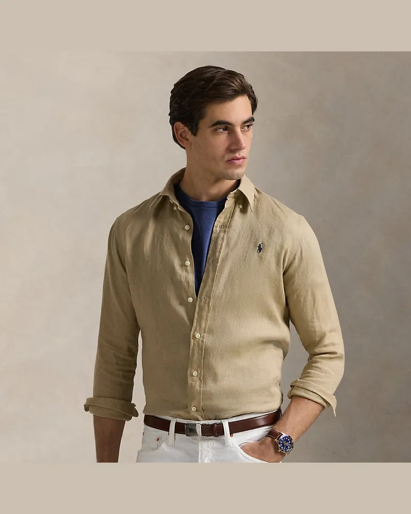 Ralph Lauren Custom-Fit Leinenhemd Tan