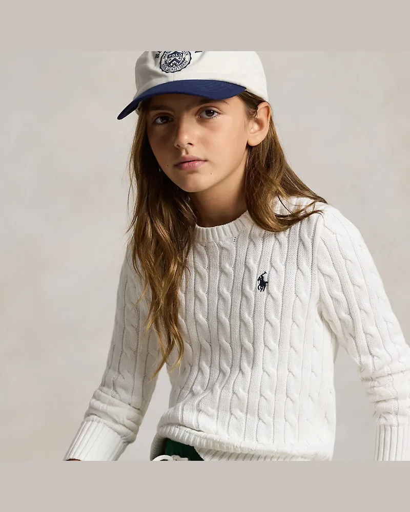 Ralph Lauren Baumwollpullover mit Zopfmuster White