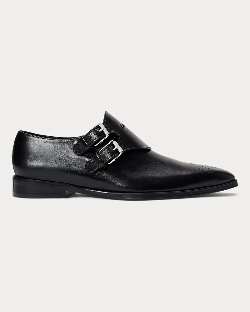 Ralph Lauren Leder-Loafer mit doppeltem Monkstrap Black