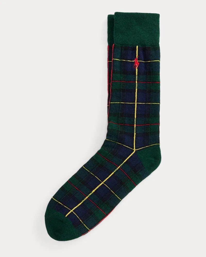 Ralph Lauren Karierte Stiefelsocken Green