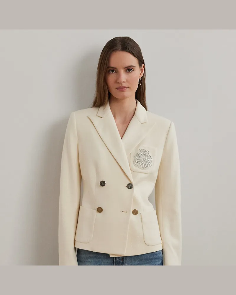 Ralph Lauren Zweireihiger Blazer aus Jacquard Cream