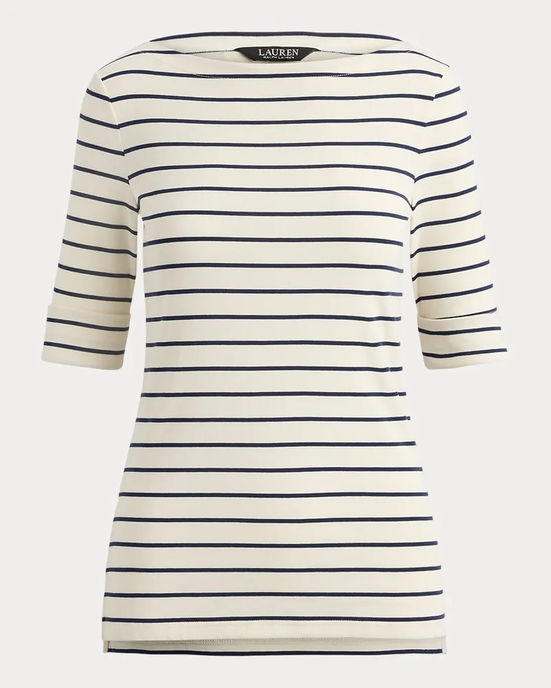 Ralph Lauren Baumwoll-T-Shirt mit U-Boot-Ausschnitt Cream