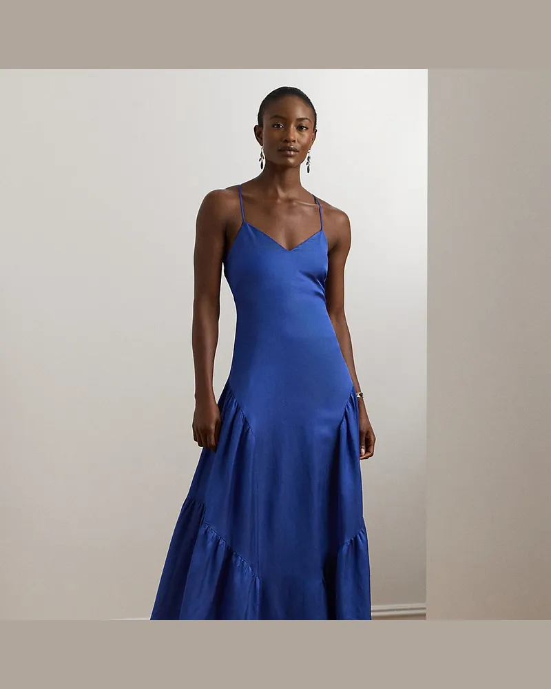 Ralph Lauren Ärmelloses Shantung-Abendkleid Blue