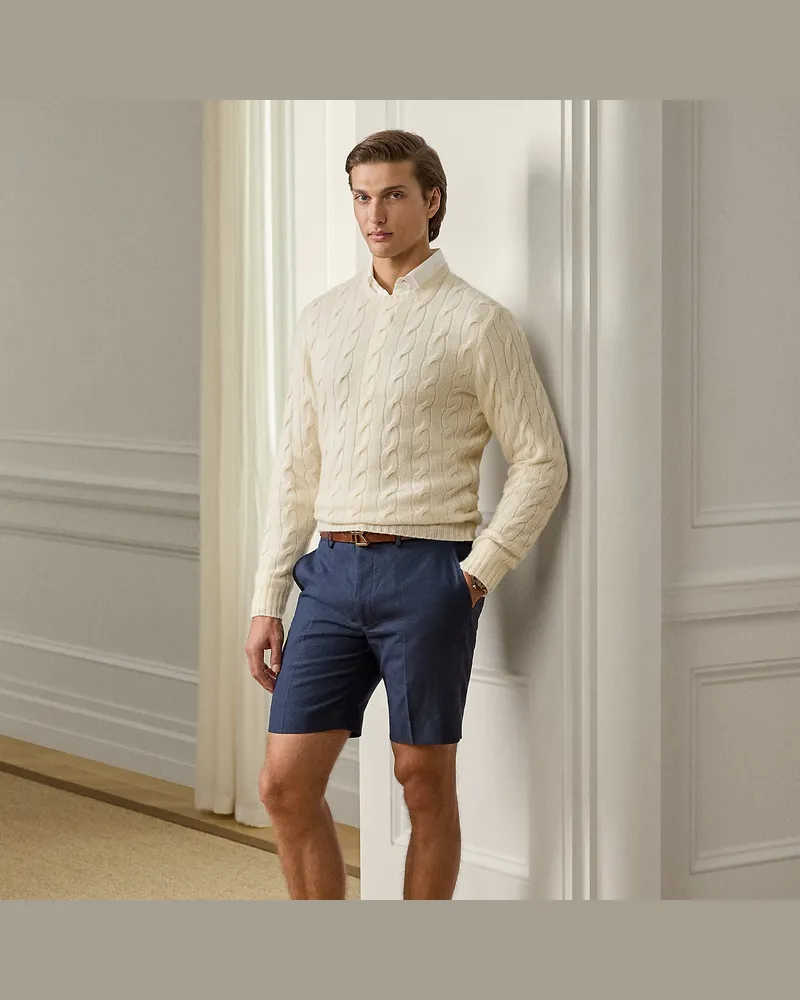 Ralph Lauren Handgeschneiderte Leinenshorts Gregory Blue
