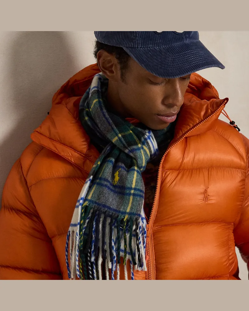 Ralph Lauren Karierter Schal aus Wolle und Kaschmir Green