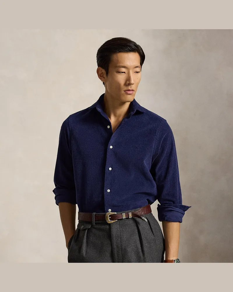 Ralph Lauren Custom-Fit Hemd aus Stretch-Kordsamt Blue