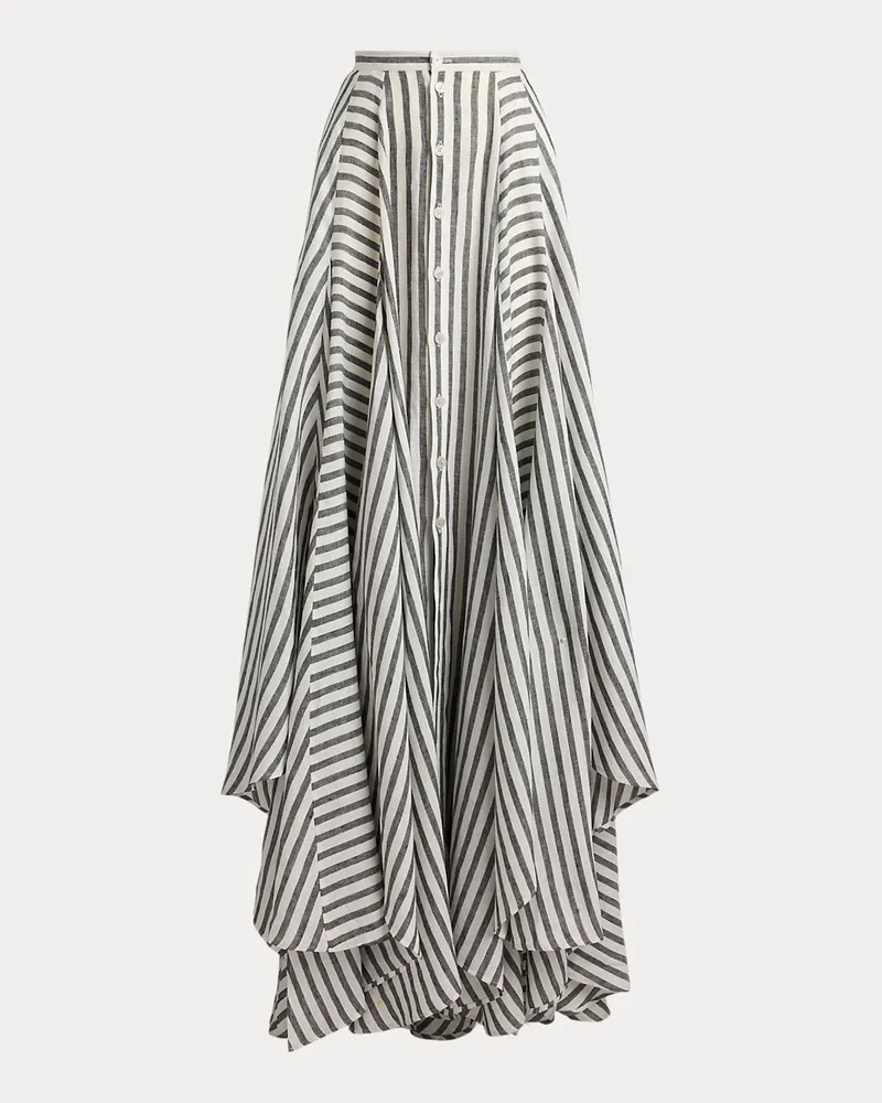 Ralph Lauren Gestreifter Maxirock Shamus aus Leinen Black