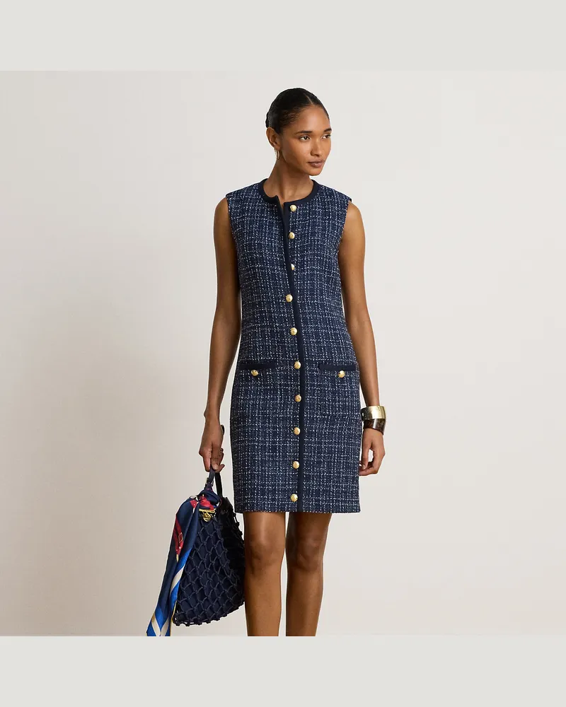 Ralph Lauren Ärmelloses Etuikleid aus Bouclé Multi