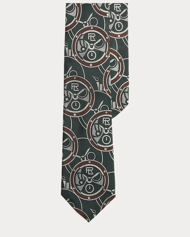 Ralph Lauren Seidenkrawatte mit Zifferblattmotiv Green