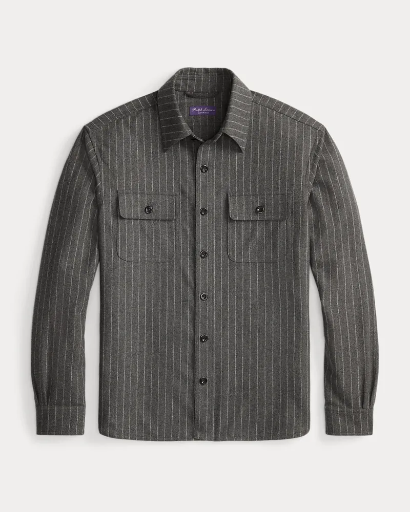 Ralph Lauren Hemd aus Wollflanell mit Kreidestreifen Grey
