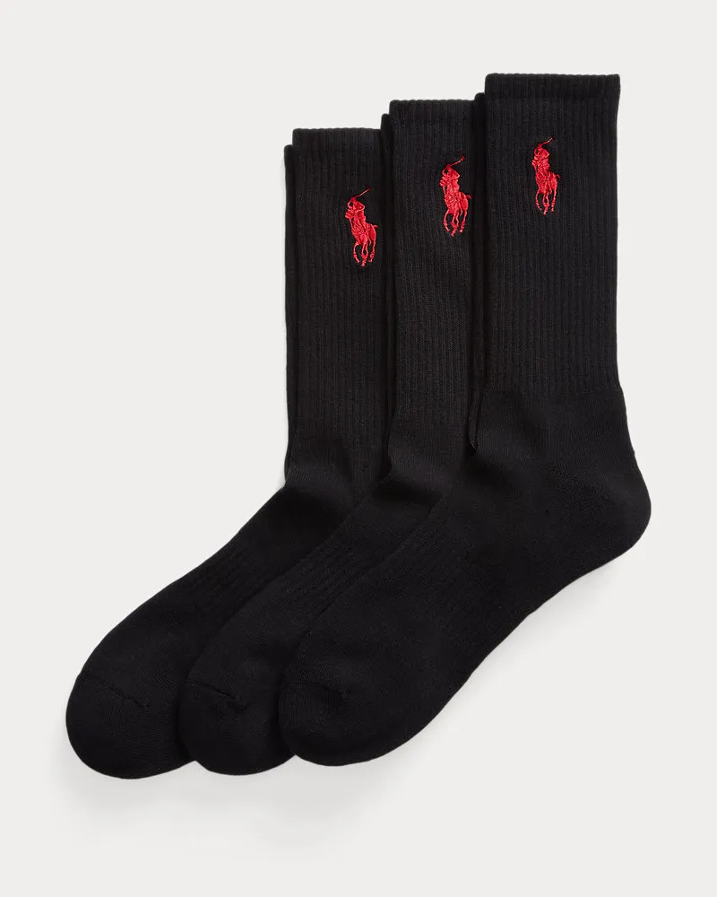 Ralph Lauren 3er-Pack Crew-Socken mit Big Pony Black