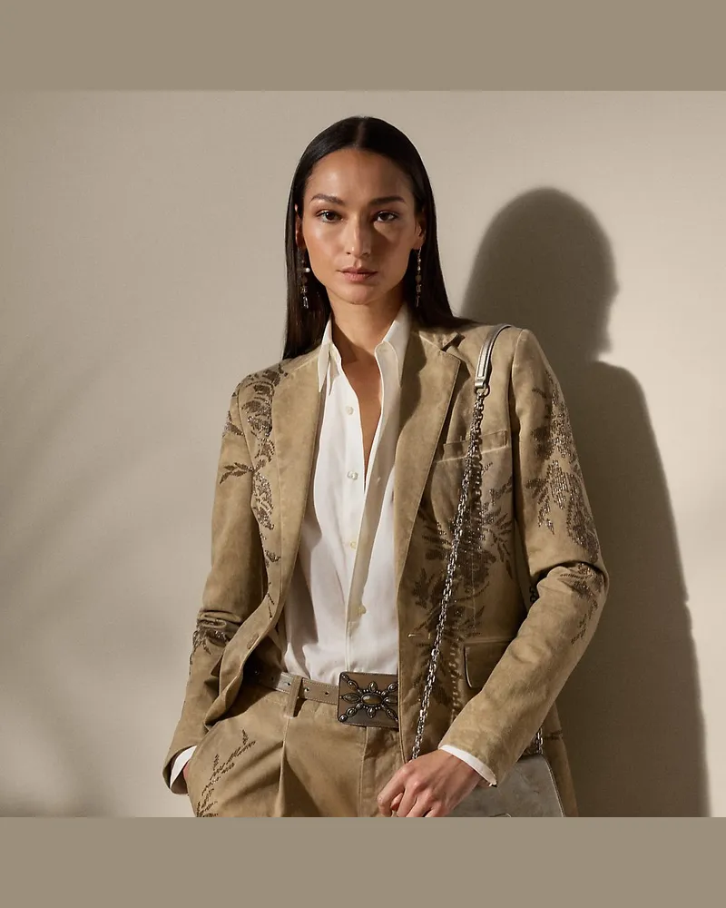 Ralph Lauren Verzierte Jacke Parker aus Baumwollchino Tan