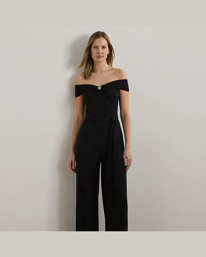 Ralph Lauren Schulterfreier Jumpsuit mit Gürtel Black