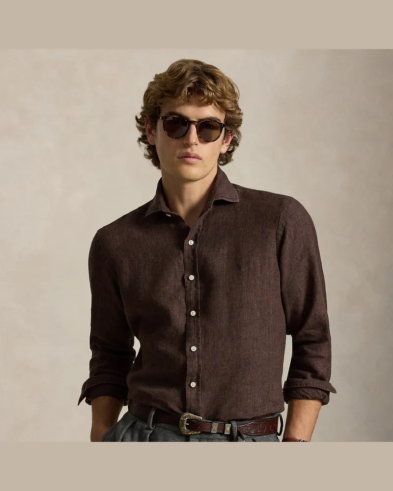 Ralph Lauren Custom-Fit Leinenhemd Brown