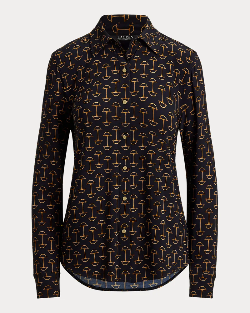 Ralph Lauren Gemustertes Slim-Fit Stretchjersey-Hemd Blue