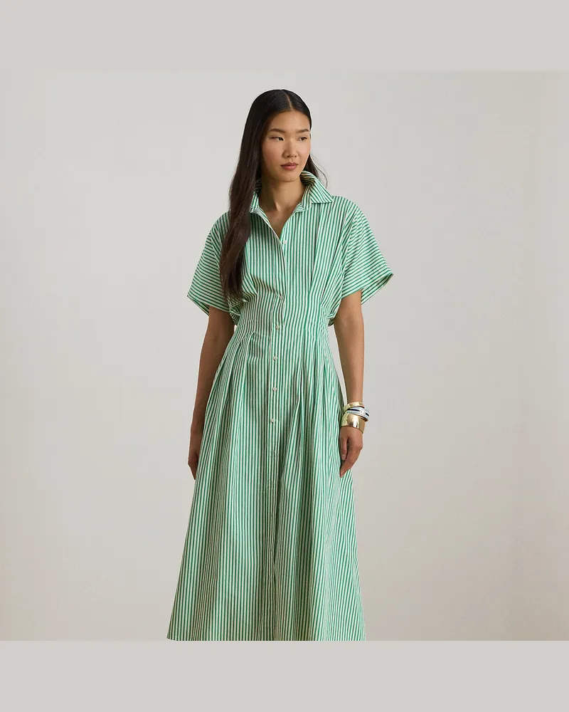 Ralph Lauren Gestreiftes Hemdkleid aus Baumwollstoff Green