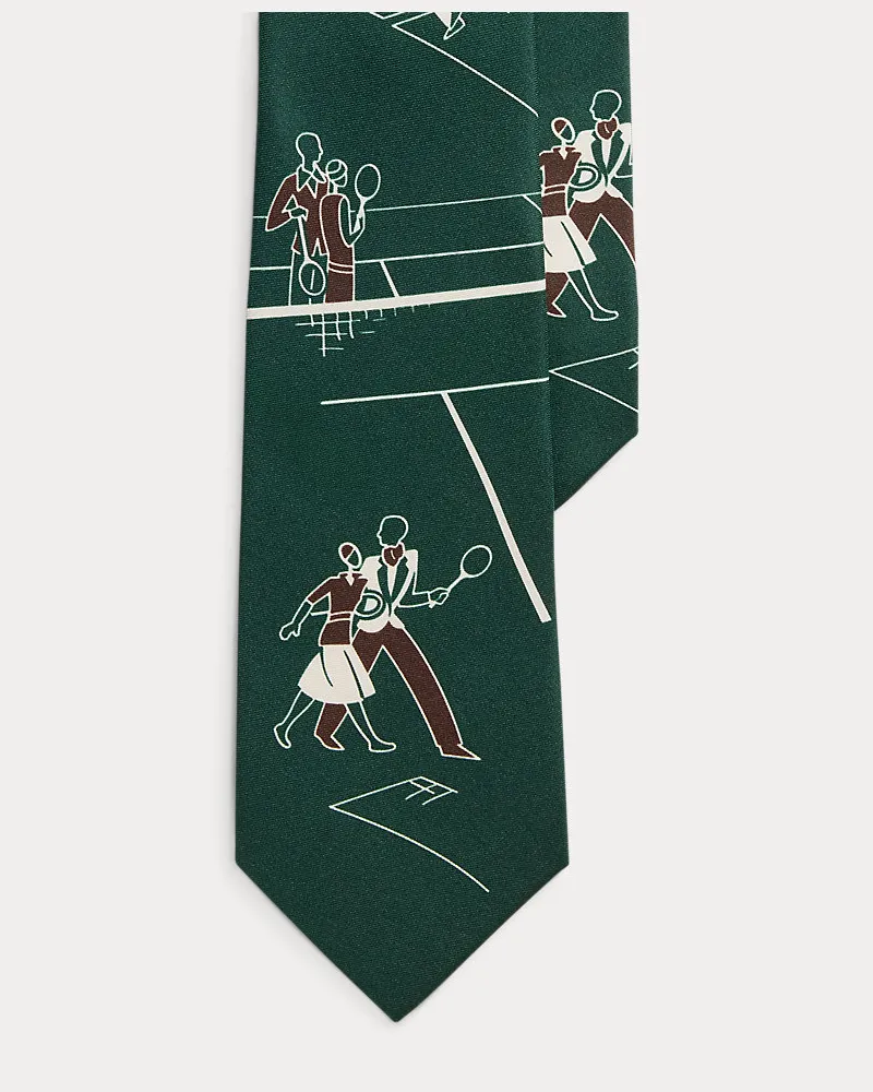 Ralph Lauren Seidenkrawatte mit Tennisdruck Green