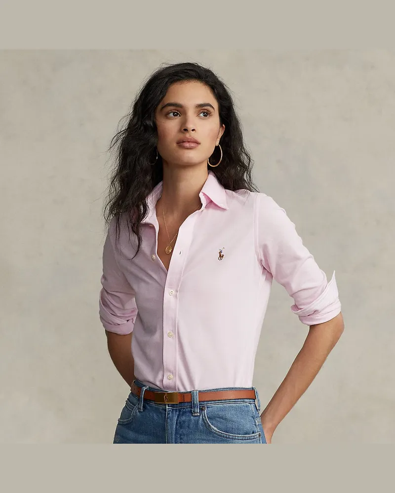 Ralph Lauren Slim-Fit Oxfordhemd aus Baumwollstrick Pink
