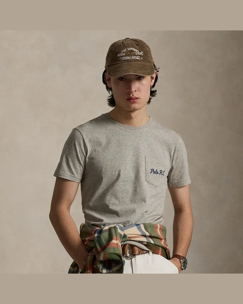Ralph Lauren Custom-Slim Jersey-T-Shirt mit Polo Bear Grey