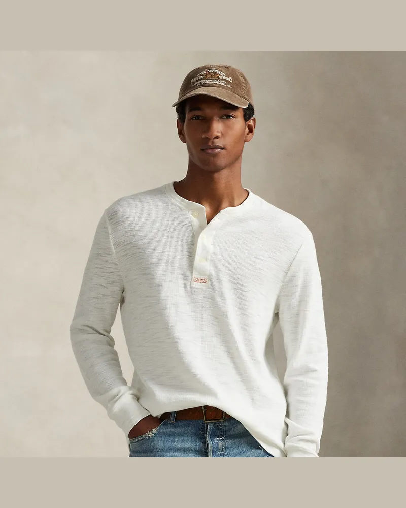 Ralph Lauren Strukturiertes Waffelpiqué-Henley-Hemd White