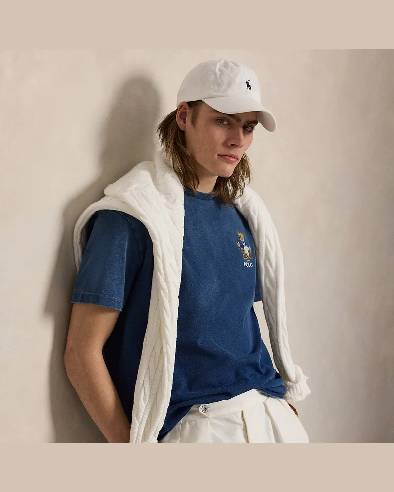Ralph Lauren Classic-Fit Indigo-T-Shirt mit Polo Bear Blue