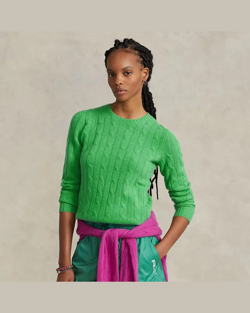 Ralph Lauren Kaschmirpullover mit Zopfmuster Green
