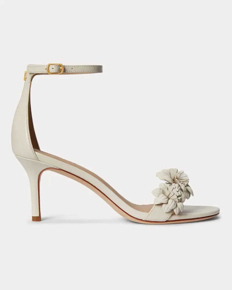 Ralph Lauren Nappaledersandale Allie mit Blumen White