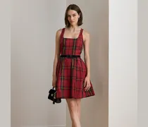 Kariertes Taft-Cocktailkleid mit Gürtel