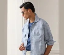 Leinenhemd mit Windowpane-Karo