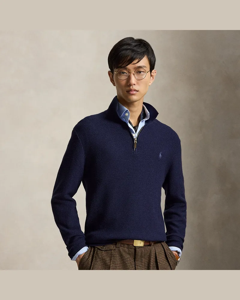 Ralph Lauren Waschbarer Wollpullover mit Polo-Kragen Blue