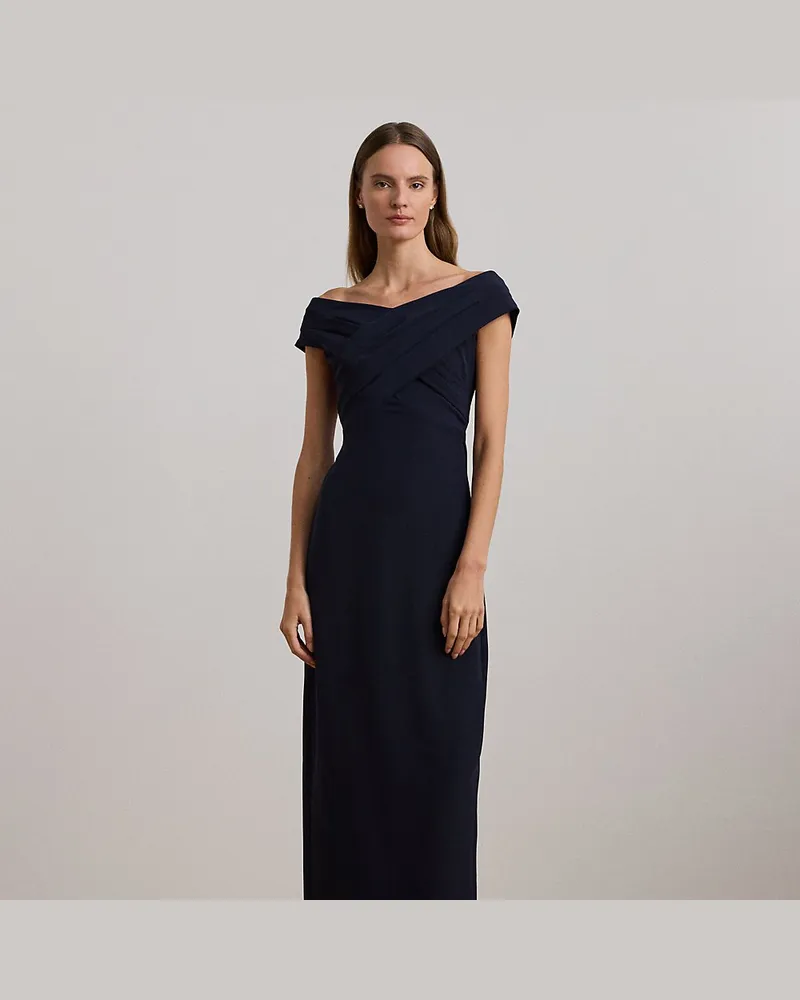 Ralph Lauren Schulterfreies Crêpe-Abendkleid Blue