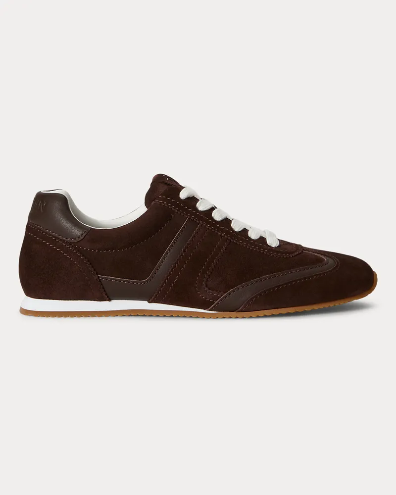 Ralph Lauren Niedriger Wildleder-Leder-Sneaker Dani Brown