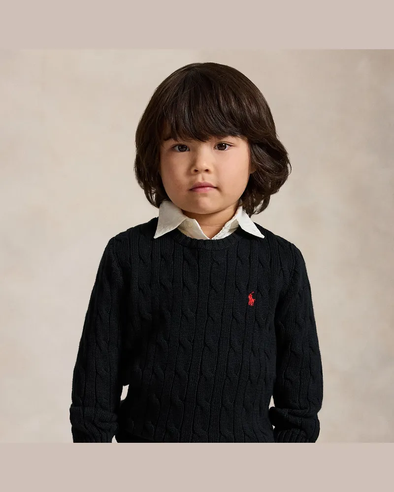 Ralph Lauren Baumwollpullover mit Zopfmuster Black