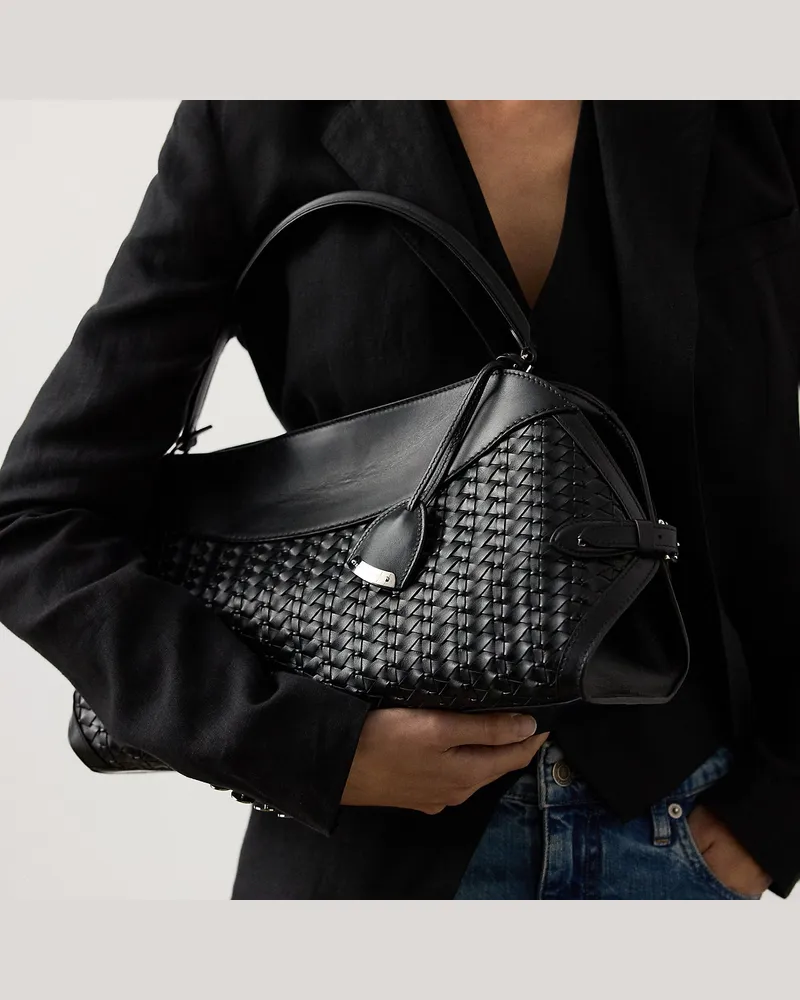 Ralph Lauren Die geflochtene Schultertasche  Ralph Lauren Black