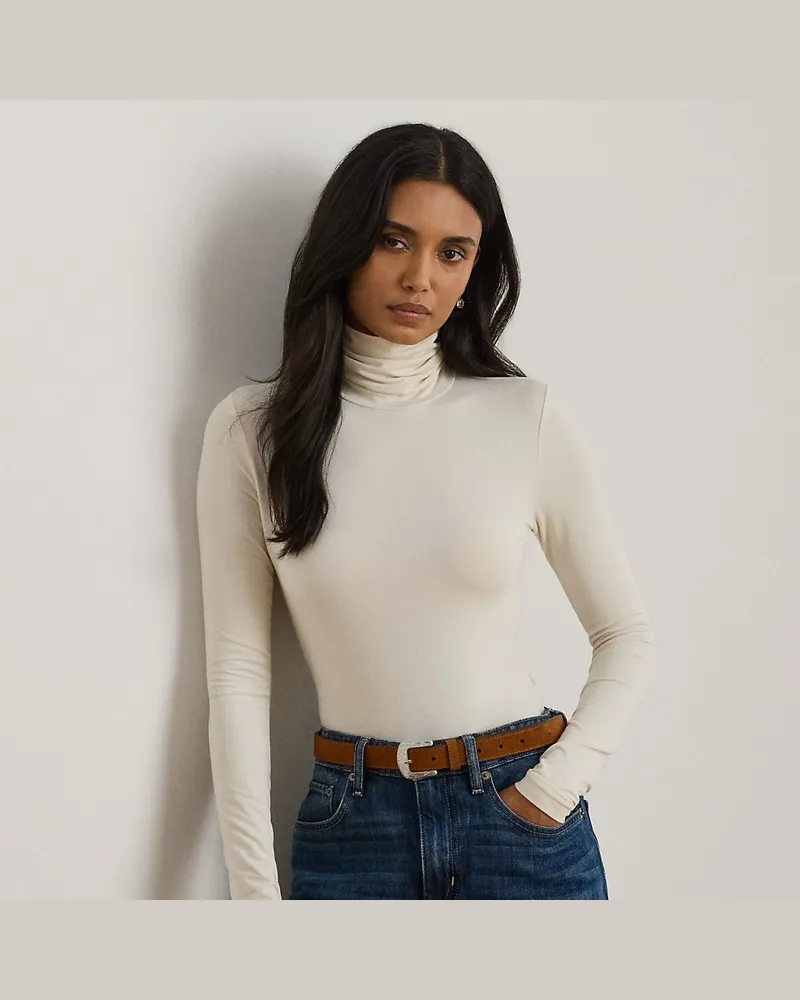 Ralph Lauren Rollkragentop aus Stretchjersey Cream
