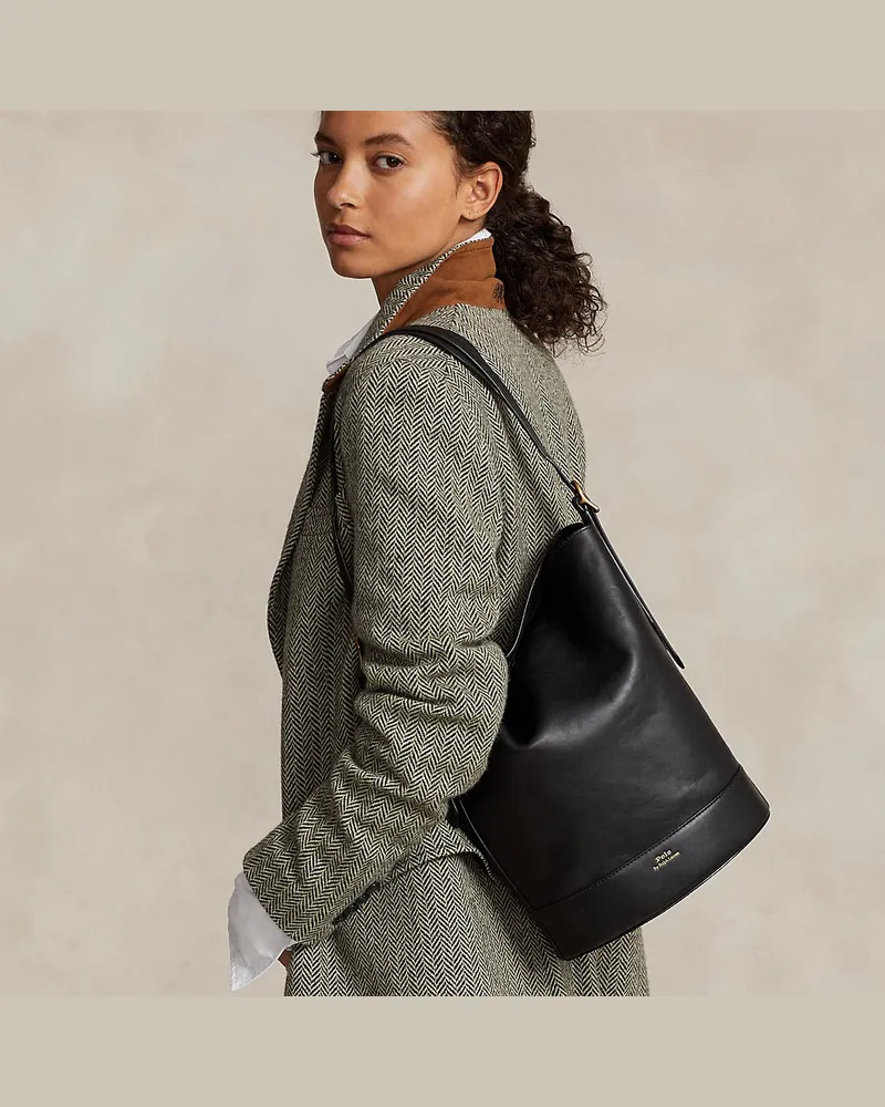 Ralph Lauren Beuteltasche Bellport aus Leder Black