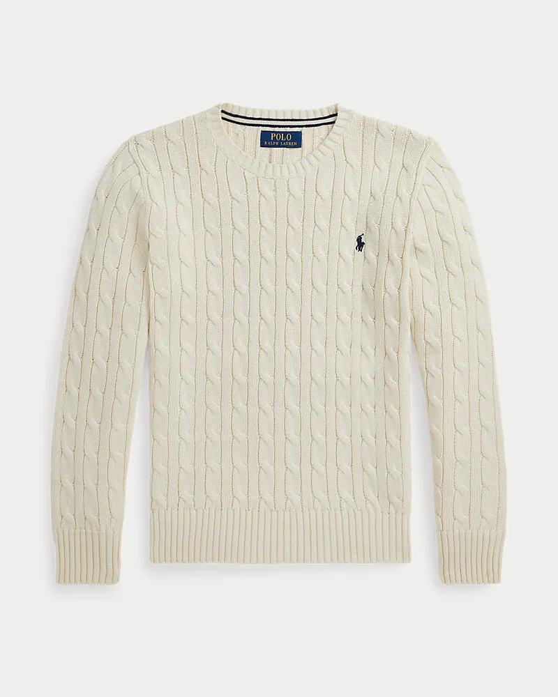 Ralph Lauren Baumwollpullover mit Zopfmuster Cream