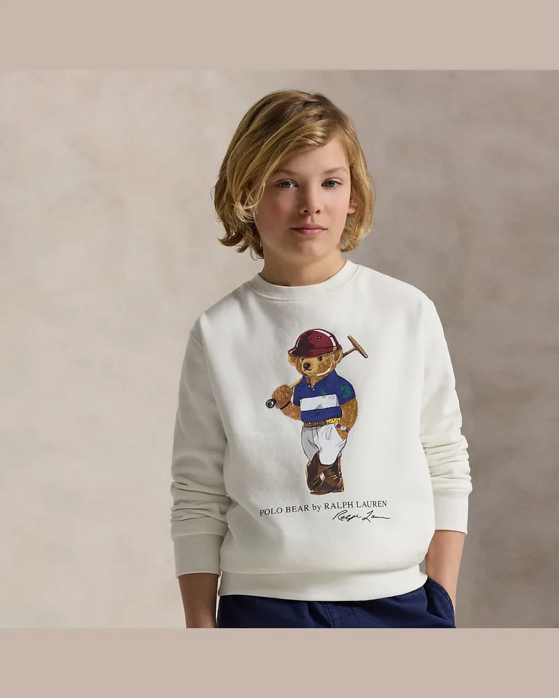 Ralph Lauren Fleece-Sweatshirt mit Polo Bear White