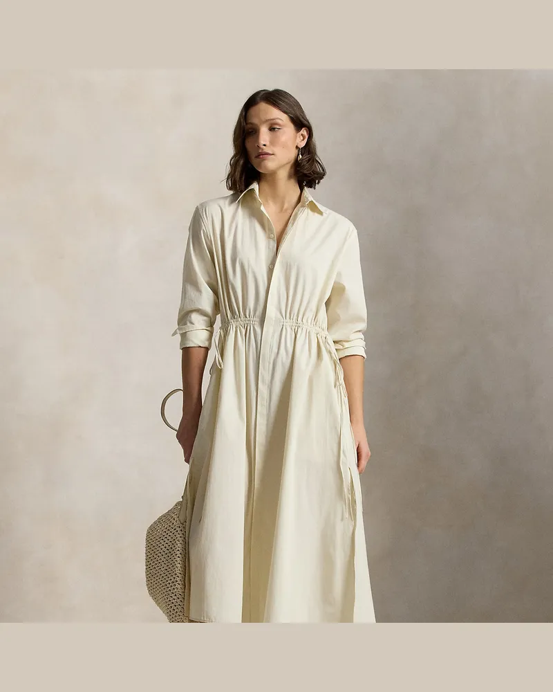 Ralph Lauren Baumwoll-Hemdkleid mit Tunnelzug White
