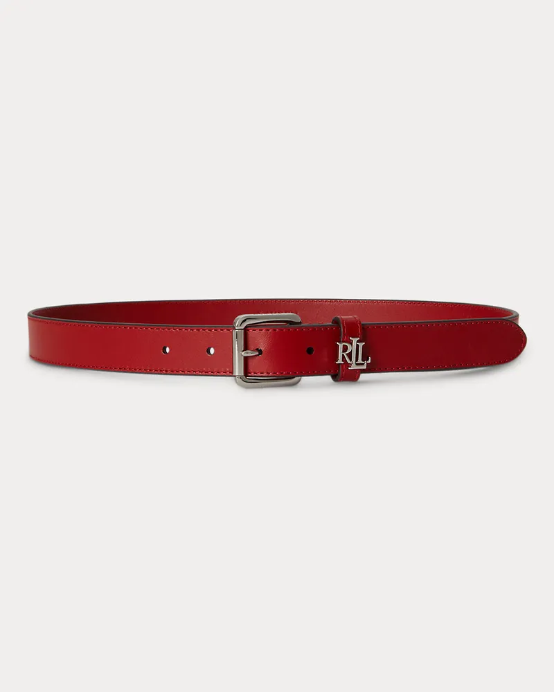 Ralph Lauren Schmaler Ledergürtel mit Logo-Schlaufe Red