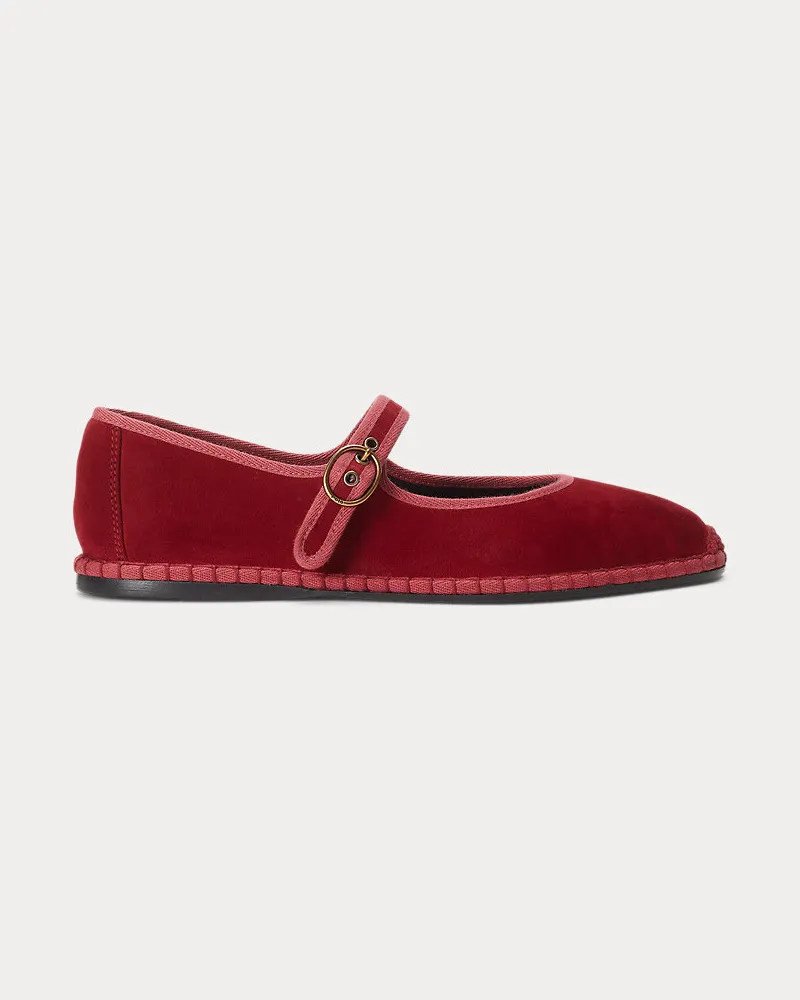 Ralph Lauren Mary-Jane-Espadrille aus Wildleder Red