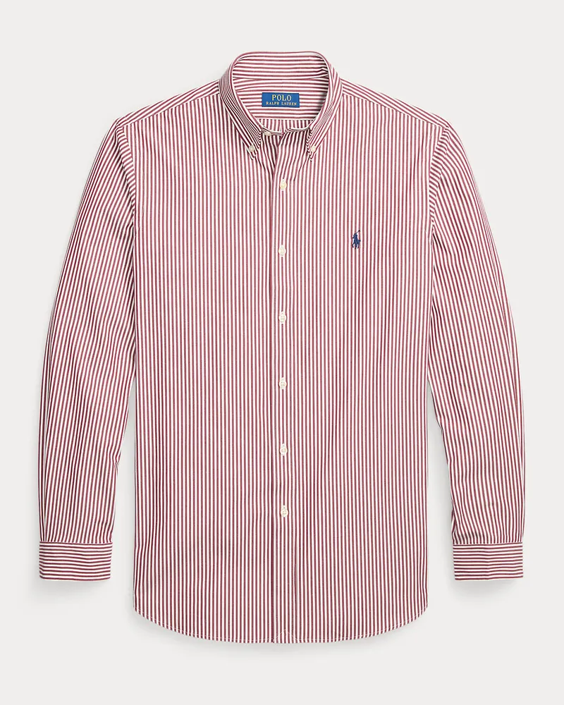 Ralph Lauren Gestreiftes Custom-Fit Hemd aus Popeline Red