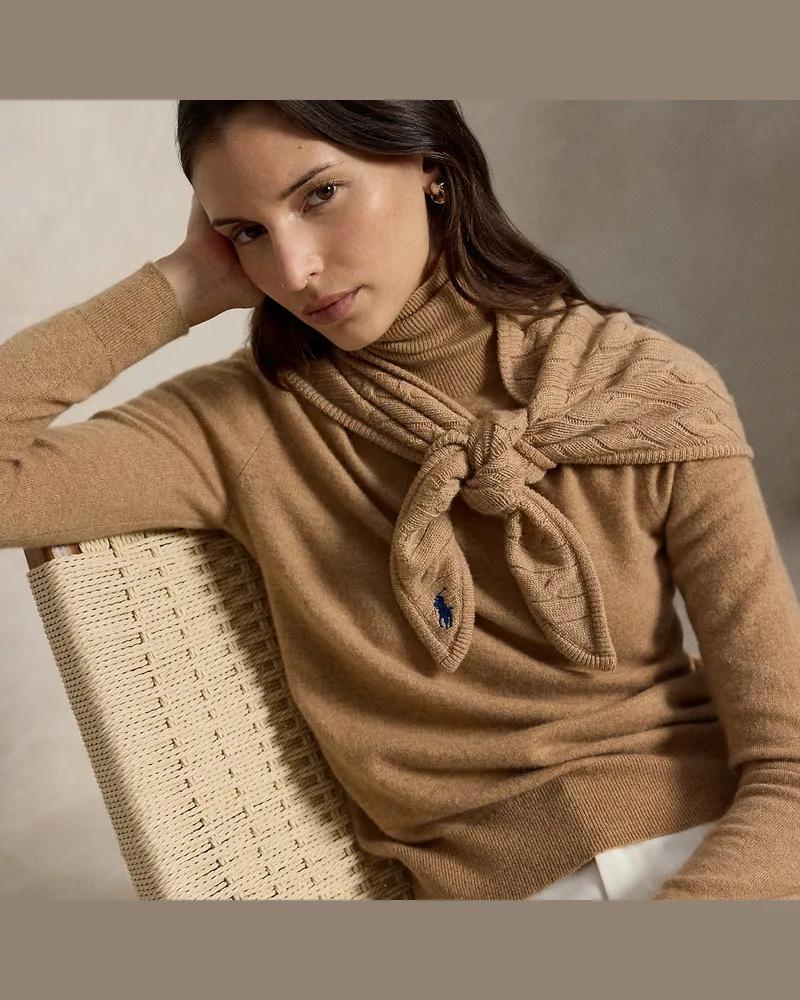 Ralph Lauren Dreieckstuch aus Wolle und Kaschmir Tan