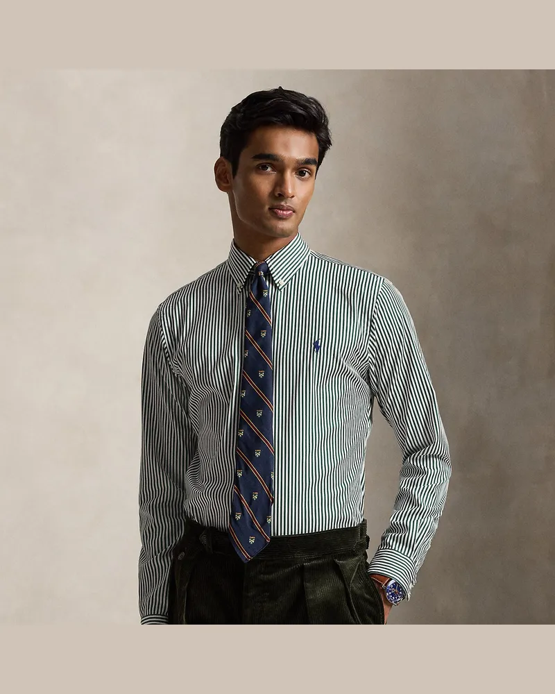 Ralph Lauren Custom-Fit Popelinehemd mit Streifen Green