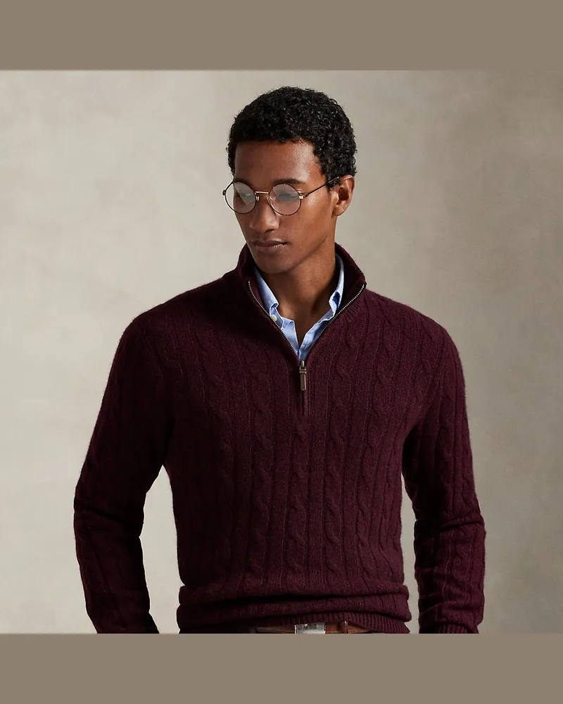 Ralph Lauren Kaschmirpullover mit Zopfmuster Red
